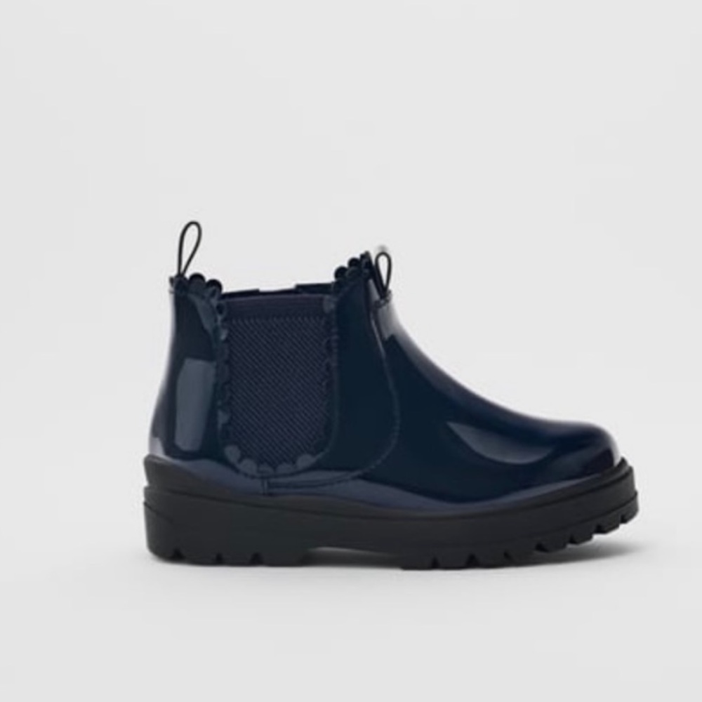 NWT Zara Baby Patent Effect Boots Blue size 6.5
